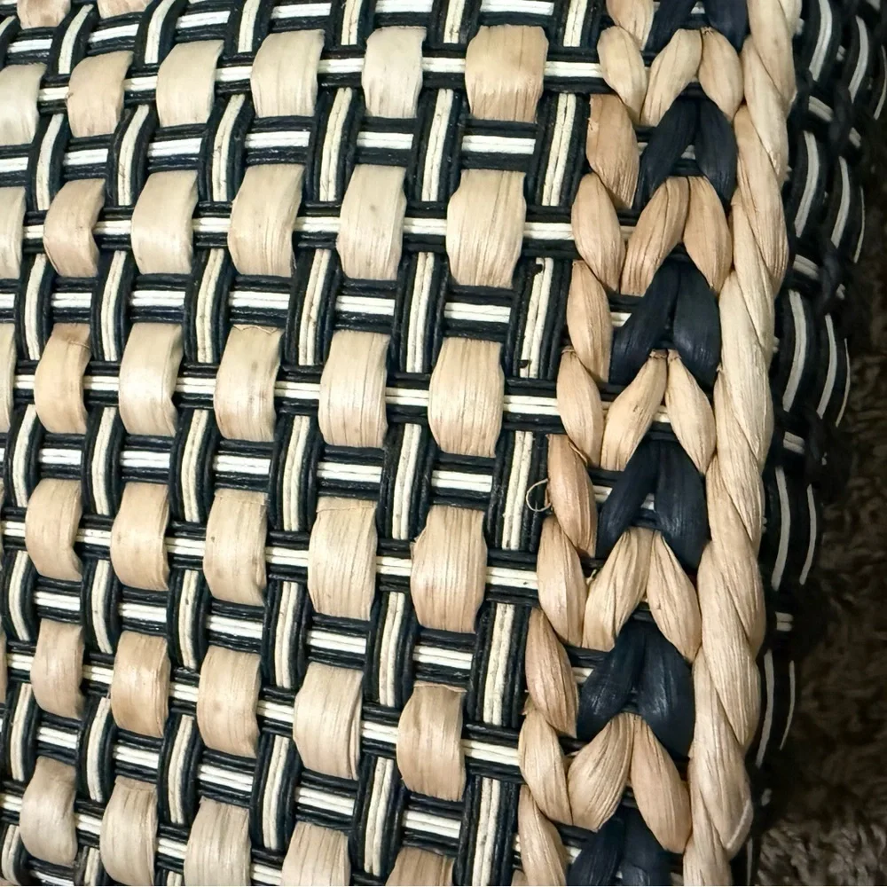 Elegant Woven Tote Bag - Black and Tan